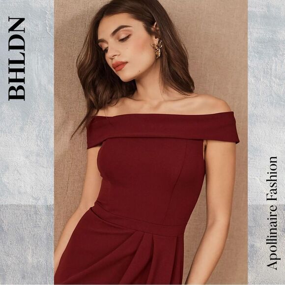 BHLDN THOMPSON OFF SHOULDER DRESS IN BURGUNDY RED SIZE 6 NWT - Picture 4 of 8